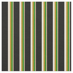Tan, Green, Dark Goldenrod, Bisque & Black Coloure Fabric