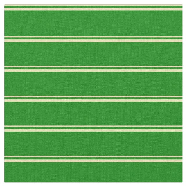 Tan & Green Stripes/Lines Pattern Fabric (Close Up)