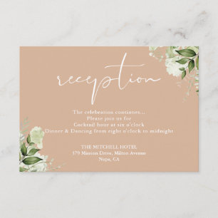 Tan Greenery Floral Wedding Reception Enclosure Card