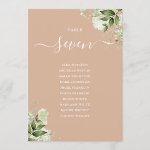 Tan Greenery Seating Plan Table Number