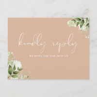 Tan Greenery Song Request RSVP Postcard