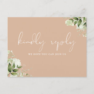 Tan Greenery Song Request RSVP Postcard