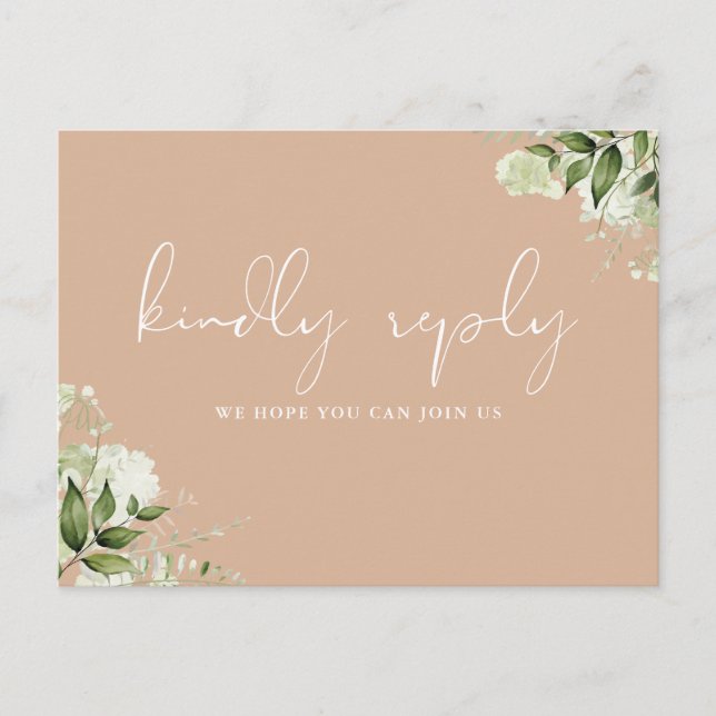 Tan Greenery Song Request RSVP Postcard (Front)