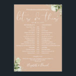 Tan Greenery Wedding Schedule Timeline Programme<br><div class="desc">This stylish tan greenery wedding schedule-timeline can be personalised with your wedding details in chic typography. Designed by Thisisnotme©</div>