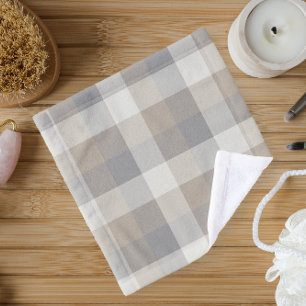 Tan Grey Ivory Neutral Rustic Plaid Wash Cloth