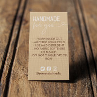 Tan Handmade Wash Instructions Social Media