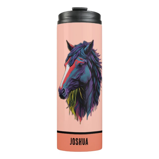 Tan Horse theme for Equestrian Enthusiasts Thermal Tumbler (Front)