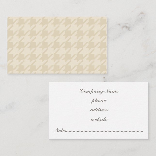 Tan houndstooth Business Card (Front/Back)