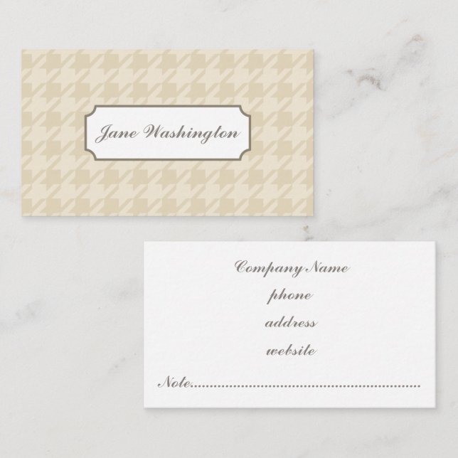 Tan houndstooth Business Card (Front/Back)