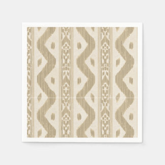Tan Ikat Stripe on Cream, Quiet Bar Napkin