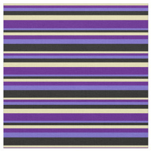 Tan, Indigo, Slate Blue, and Black Coloured Lines Fabric