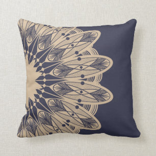 Tan Intricate Lace Mandala Cushion