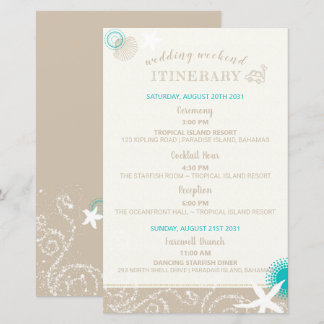 Tan Ivory Cute Beach Wedding Itinerary
