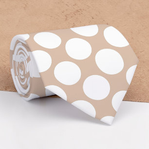 Tan Jumbo Polka Dots Custom Necktie