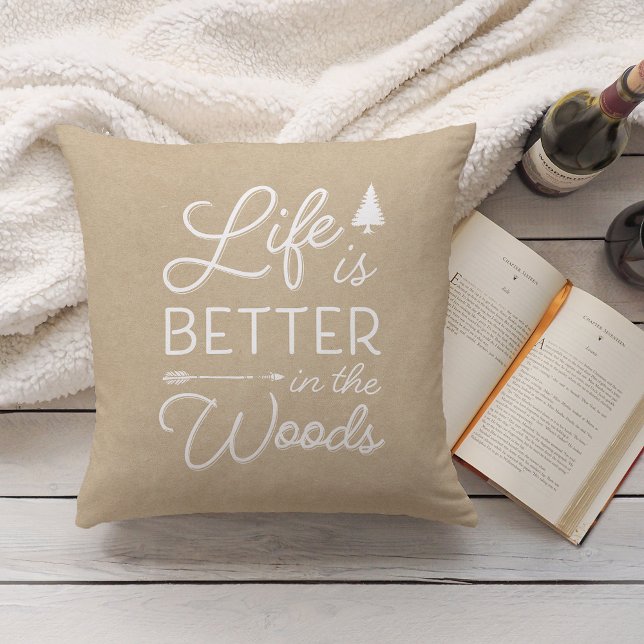 Tan Kraft Life Is Better In The Woods Cushion (Creator Uploaded)