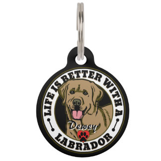 Tan Labrador Personalised Life Is Better Pet Tag