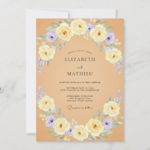 Tan Lavender Petal Wedding Invitation