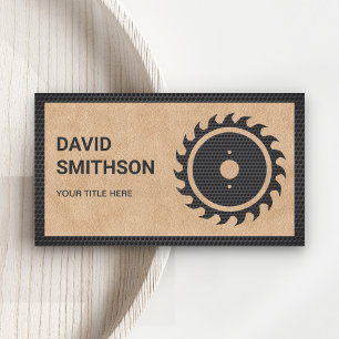 Tan Leather Black Circular Saw Handyman Carpenter Business Card