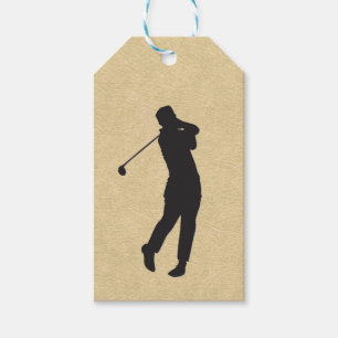Tan Leather Golf Design Gift Tags