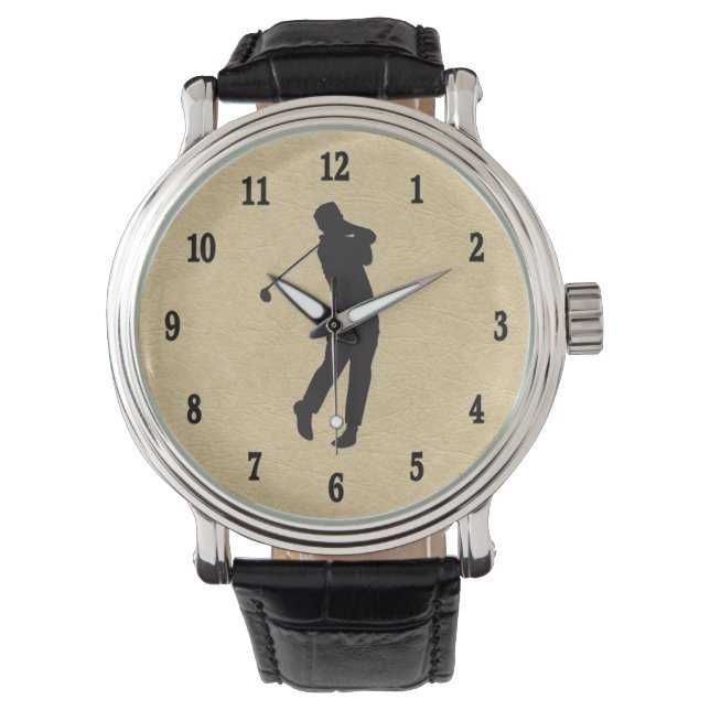 Tan Leather Golf Design Watch (Front)