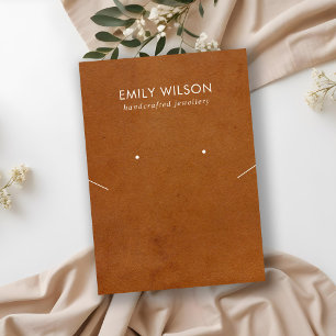 TAN LEATHER TEXTURE NECKLACE EARRING DISPLAY CARD