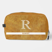 Tan Leather Texture Trim White Monogram Name  