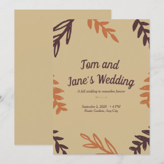 Tan Leaves Fall Invitation