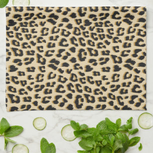 Tan Leopard Print Tea Towel
