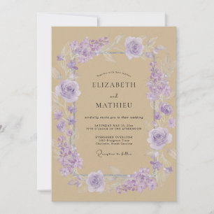 Tan Lilac Bloom Wedding Invitation