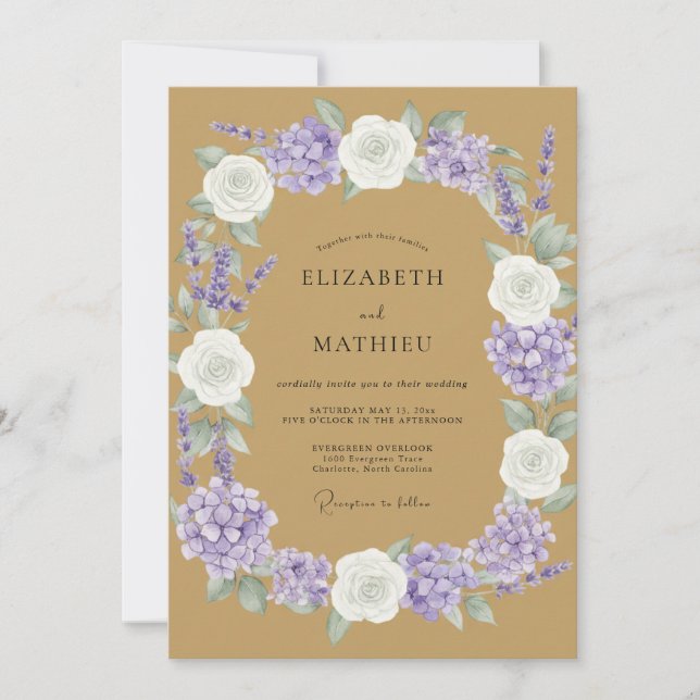 Tan Lilac Peony Wedding Invitation (Front)