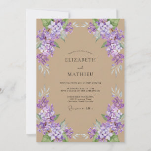 Tan Lilac Wisteria Wedding Invitation