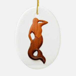 tan lookout mermaid ceramic tree decoration