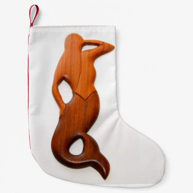 tan lookout mermaid small christmas stocking (Front)