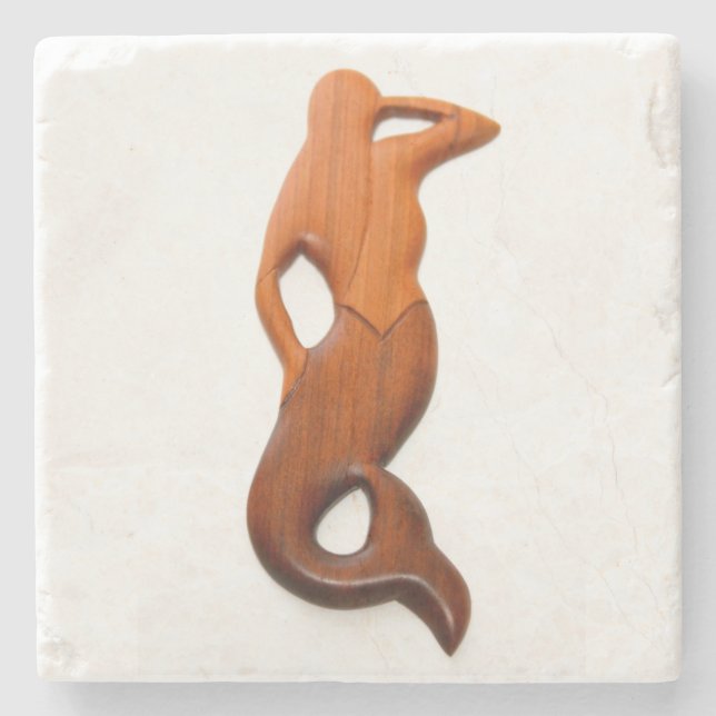 tan lookout mermaid stone coaster (Front)