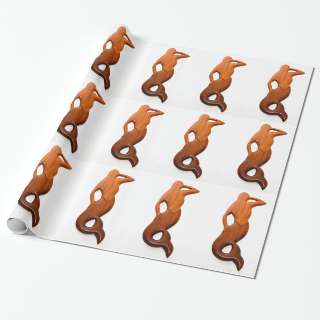 tan lookout mermaids wrapping paper (Unrolled)
