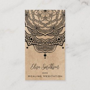  Tan Mandala Yoga Reiki Healing Meditation Natural Business Card