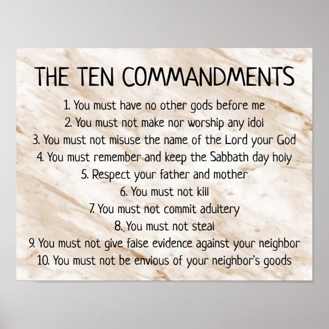 Tan Marble Ten Commandments Bible Sign (Front)