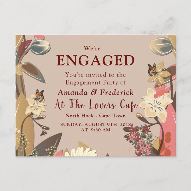 Tan - Marsala Wine & a twist of Hues of Pink Invitation Postcard (Front)