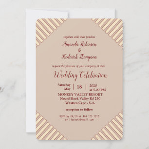 Tan - Marsala Wine ,  Hues of Pink Wedding Invitation