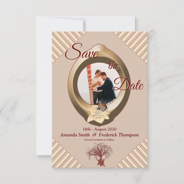 Tan - Marsala Wine modern Save the Date (Front)