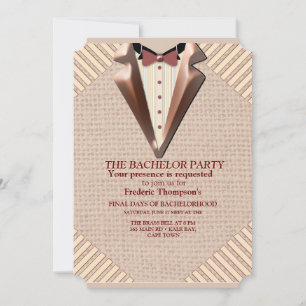 Tan - Marsala Wine -Modern Textured Bachelor Invitation