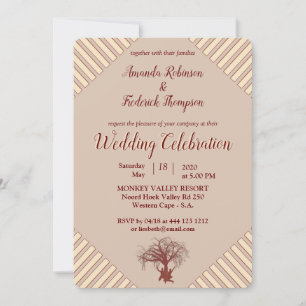 Tan - Marsala Wine  Modern Wedding Invitation