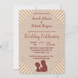 Tan - Marsala Wine Textured Wedding Invitation