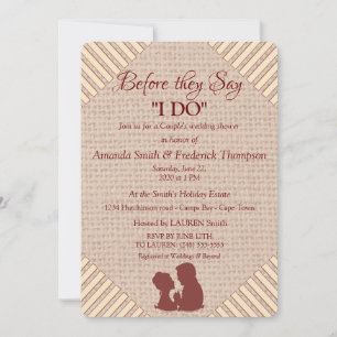 Tan, Marsala Wine - Textured Wedding Shower Invitation