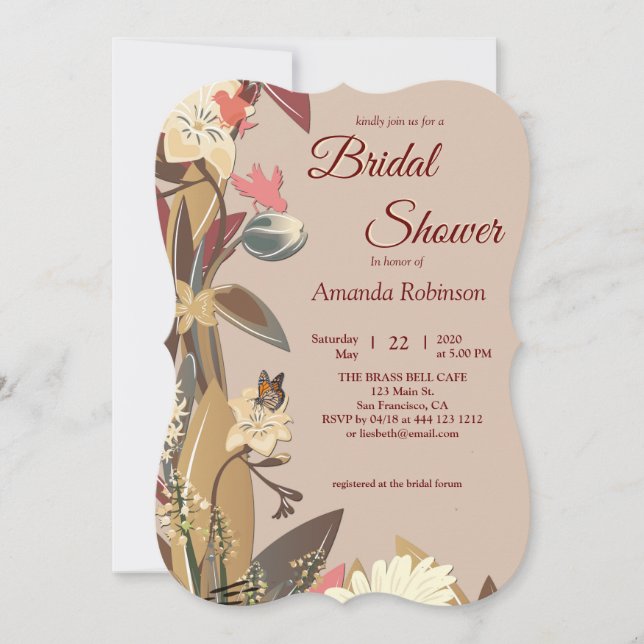 Tan - Marsala Wine &  twist of Hues of Pink Invitation (Front)