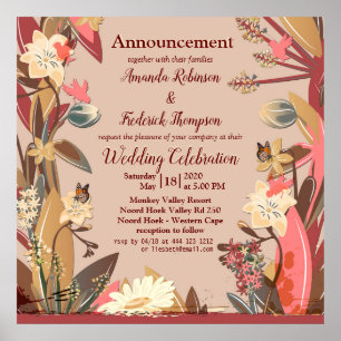 Tan - Marsala Wine &  twist of Hues of Pink Poster