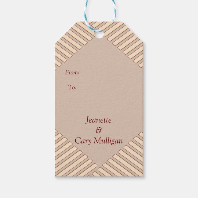 Tan -Marsala Wine & twist of Pink Gift Tag (Front)