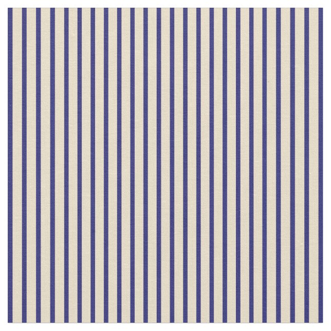 Tan & Midnight Blue Striped/Lined Pattern Fabric (Close Up)