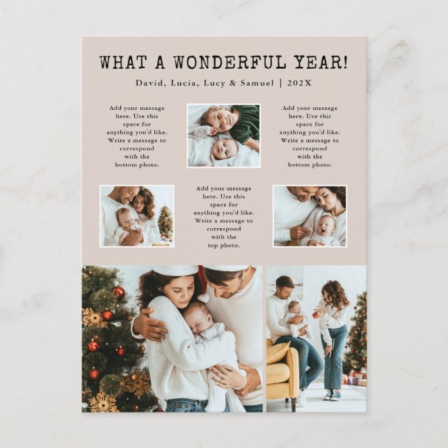 Tan Modern Photo Holiday Postcard (Front)