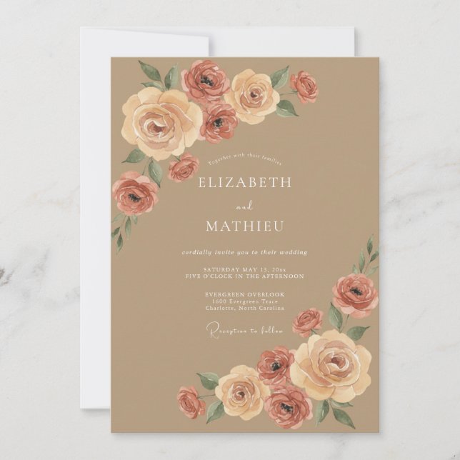 Tan Natural Bohemian Wedding Invitation (Front)